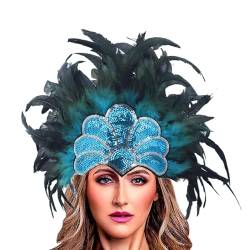 Ladies Mardi Gras Party Prom Feder Kopfschmuck Bunte Feder Stirnbänder Festival Haarbänder Performance Schmuck Kopfstücke 02 von BELLIDONNA