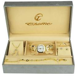 Geschenkset Damen Armbanduhr- - Schmuk Set- Halskette-Ring- Ohrringe - Armband von BELLOS
