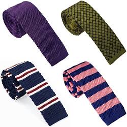BELLUNO Schmale Strick-Krawatten für Herren, 4 Stück, 5,6 cm, flache Enden, 4er-Pack, 5, Slim von BELLUNO