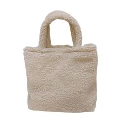BELOWSYALER Handtasche, 2023 NEUE Tasche Einkaufstasche Winter Plüsch Tasche Große Kapazität Vielseitige Handtasche für Mädchen Frauen Einfarbig Trendige Taschen von BELOWSYALER