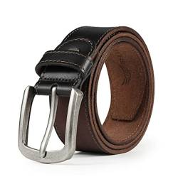 BELTER Ledergürtel Herren Gürtel Leder Jeansguertel 110cm-160 cm Echter Büffelleder Herrengürtel Handgemacht 3.8cm Breit (110cm, Braun) von BELTER