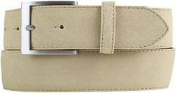 BELTINGER Hochwertiger Gürtel mit Edelstahl-Gürtelschnalle aus Veloursleder 4 cm | Velour-Ledergürtel für Damen Herren 40mm | Wildleder-Gürtel 4cm | Beige 90cm von BELTINGER