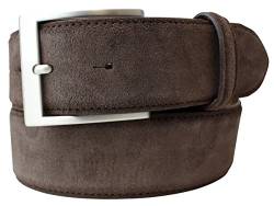 BELTINGER Hochwertiger Gürtel mit Edelstahl-Gürtelschnalle aus Veloursleder 4 cm | Velour-Ledergürtel für Damen Herren 40mm | Wildleder-Gürtel 4cm | Dunkelbraun 105cm von BELTINGER