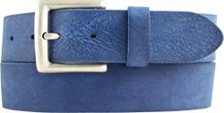 BELTINGER Premium Weicher Vollrindledergürtel, 40 mm breit, Used Look, Jeans & Hosen, Vintage Stil, Made in Italy, Casual und Office | Blau 90cm von BELTINGER