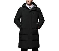 BELWAD Herren-Winterjacken Lange Daunenjacken Thermo-Parka mit Kapuze Steppjacken Wintermäntel Lässige gepolsterte Thermo-Daunenjacken,Schwarz,3XL von BELWAD