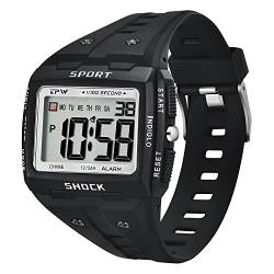 BEN NEVIS Digital Uhr Herren-Sports Wasserdicht Eckig Armbanduhr mit Wecker/LED-Licht/Stoppuhr/Datum-Silikon Armband Schwarz von BEN NEVIS