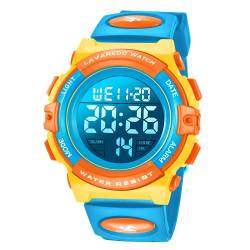 BEN NEVIS Digital Uhren für Kinder Jungen - 50 M Wasserdicht Sports Outdoor Digitaluhr Kinder Silikon Armbanduhr mit Wecker/Stoppuhr/LED-Licht/Stoßfest/Datum,Elektronische Kinderuhren Blau von BEN NEVIS