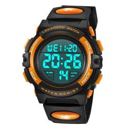 BEN NEVIS Digital Uhren für Kinder Jungen - 50 M Wasserdicht Sports Outdoor Digitaluhr Kinder Silikon Armbanduhr mit Wecker/Stoppuhr/LED-Licht/Stoßfest/Datum,Elektronische Kinderuhren Orange von BEN NEVIS