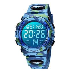 BEN NEVIS Digital Uhren für Kinder Jungen - 50 M Wasserdicht Sports Outdoor Digitaluhr Silikon Armbanduhr mit Wecker/Stoppuhr/LED-Licht/Stoßfest/Datum,Elektronische Kinderuhren Blau von BEN NEVIS