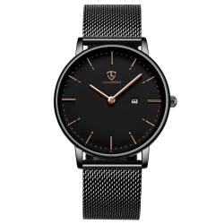 BEN NEVIS Herren-Armbanduhr, minimalistisch, modisch, einfach, analog, Datum, mit Edelstahl-Mesh-Band, 15-BlackGold von BEN NEVIS