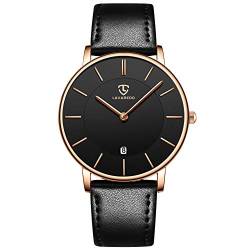 BEN NEVIS Uhren,Herren Uhr Flache Analog Quarz Datumsanzeiger Klassisch Mode Wasserdicht Armbanduhr mit Leder Armband von BEN NEVIS