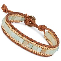 BENAVA Armband Yoga Armband - Amazonit Edelstein Perlen mit Lotus Anhänger, Handgemacht von BENAVA