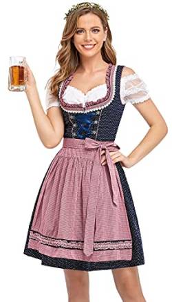 BENNIES Dirndl Damen midi Trachtenkleid Damen Trachtenrock Trachtenmode Kleid Dirndlbluse für Oktoberfest Rosa 38 von BENNIES