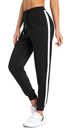 BENNIES Jogginghose Damen Lang Sporthose Frauen Damenhose mit Gummizug Warme Freizeithose Relaxhose Trainingshose Sportbekleidung Yoga Hose Sweatpants für Sport Freizeit Schwarz 4XL von BENNIES