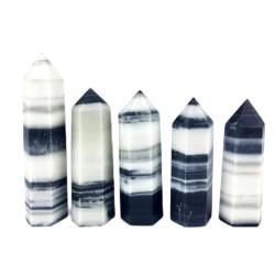 BEPHON Natürlicher Kristall 1pc NaturalQuartz Point Schwarz Weißer Tai Chi Stein Kristallturm for Fengshui WEISHENYIN (Material : 8cm) von BEPHON