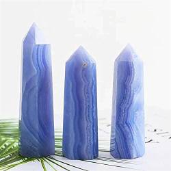 BEPHON Schöner Kristall 1pc natürliche Blaue Spitze Achat Druzy Turm Kristalle Heilsteine ​​Punkt 55mm-90mm WEISHENYIN (Material : 1PC 76mm-80mm) von BEPHON