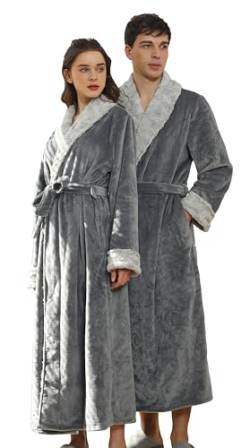 BERDITH Bademantel Damen Flauschig Lang,Bademantel Herren Fleece Bademantel Damen Große Größen,Unisex Bademantel set für Paare, Morgenmantel Damen & Herren mit lang Gürtel von BERDITH