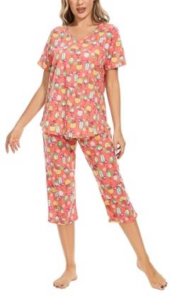 BERDITH Damen Pyjama Set Sommer Schlafanzug Kurz Nachtwäsche Sleepwear Hausanzug Loungewear für Frauen von BERDITH