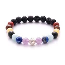 BERGERLIN 7 Chakren Armband mit 925 Sterling Silberperle, Naturstein und Lavastein Perlen - 7 Chakra Armband von BERGERLIN