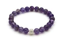 BERGERLIN Amethyst Armband – Perlenarmband aus echtem Naturstein und mit 925 Sterling Silberperle von BERGERLIN