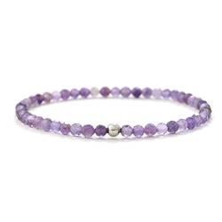 BERGERLIN Amethyst Armband echt mit 925 Sterling Silberperle - facettierte Perlen - Größe L von BERGERLIN