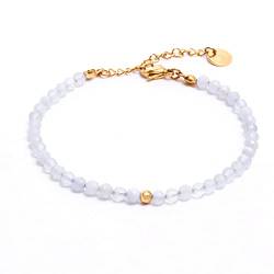 BERGERLIN Chalcedon Armband weiss - facettiertes, weisses Armband - Gold - M-L von BERGERLIN