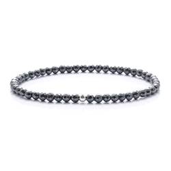 BERGERLIN Hämatit Armband echt mit 925 Sterling Silberperle - facettierte Perlen - Größe M von BERGERLIN