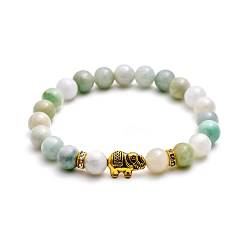 BERGERLIN Jade Armband mit echten Naturstein Perlen und Elefant von BERGERLIN