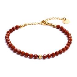 BERGERLIN Jaspis Armband rot - facettiertes, rotes Armband - Gold - XS-S von BERGERLIN