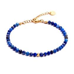 BERGERLIN Lapislazuli Armband dunkel blau - facettiertes, blaues Armband - Gold - M-L von BERGERLIN