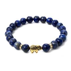 BERGERLIN Lapislazuli Armband mit echten Naturstein Perlen und Elefant von BERGERLIN