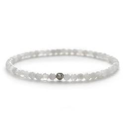 BERGERLIN Mondstein Armband echt mit 925 Sterling Silberperle - facettierte Perlen - Größe S von BERGERLIN