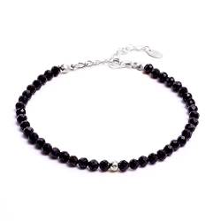 BERGERLIN Obsidian Armband schwarz - facettiertes, schwarzes Armband - Silber - M-L von BERGERLIN