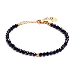 BERGERLIN Onyx Armband schwarz - facettiertes, schwarzes Armband - Gold - M-L von BERGERLIN