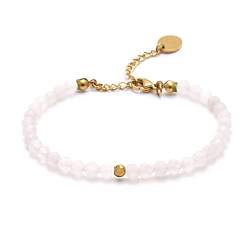 BERGERLIN Rosenquarz Armband - facettiertes, rosa Armband - Gold - M-L von BERGERLIN