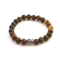 BERGERLIN Tigerauge Armband echt mit Naturstein Perlen - Buddha Armband von BERGERLIN