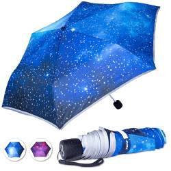 BERGIST® Regenschirm Kinder reflektierend - ultraleicht - Regenschirm Kinder Schulranzen - Kinderschirm mit Safety Reflektoren - Kinder Regenschirm Junge & Mädchen - Modell Galaxie Blau von BERGIST
