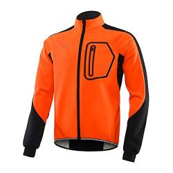 BERGRISAR Herren Fahrradjacke für Winter, Softshell Thermo Winddichte Wasserdicht Atmungsaktiv Radsport-jacken BG011 Orange Small von BERGRISAR