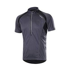 BERGRISAR Herren Radtrikot Fahrradtrikot Kurzarm, Halbem Reißverschluss MTB Mountainbike Trikots T Shirt 3+1 Taschen BG060, Grau, Groß von BERGRISAR