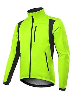 BERGRISAR Herren Winter Fahrradjacke Thermo Winddicht Wasserabweisend Radjacke Fleece Softshell Laufjacke Grün XX-Large von BERGRISAR