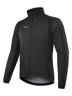 BERGRISAR Herren Winter Fahrradjacke Thermo Winddicht Wasserabweisend Radjacke Fleece Softshell Laufjacke Schwarz X-Groß von BERGRISAR