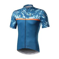 BERGRISAR Kurzarm Fahrradtrikot Herren Radtrikot mit Reißverschluss Taschen Trikots für MTB Mountainbike, Himmelblau, X-Large von BERGRISAR