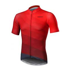 BERGRISAR Kurzarm Fahrradtrikot Herren Radtrikot mit Reißverschluss Taschen Trikots für MTB Mountainbike, Rot, X-Large von BERGRISAR