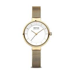 BERING Damen Uhr analog Quarz Solar mit Edelstahl Milanaisearmband 14631-324 von BERING