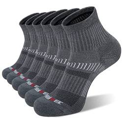 BERING Herren Performance Athletic Quarter Socken für Laufen, Tennis, Walking (6 Paar), grau dunkel, 41.5-46 EU von BERING
