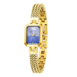BERNY Frauen Gold Uhren Damen Rechteck Mini Armbanduhren Mode Minimalistische Gold Quarzuhr 3ATM wasserdichte Edelstahl Abnehmbare Uhrenarmband von BERNY