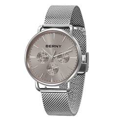 BERNY Uhr Quarzwerk Mode Wirstwatch Wasserdicht Cusual Uhren für Männer und Frauen Schnellverschluss Edelstahl Mesh Band von BERNY