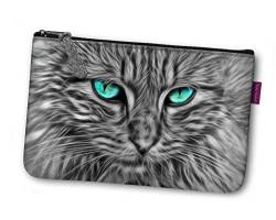 BERTONI Kosmetiktasche Make-up Etui Filz Grau Aufdruck Motiven POCKET Cat-B von BERTONI