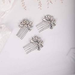 BERYUAN Damen Mini Kristall Strass Haarkamm Teardrop Strass Braut Haarteil Silber Mini Strass Stirnband für Hochzeit für Bräute Brautjungfer (3 Stück) (Silber) von BERYUAN