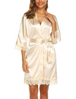 BESDEL Frauen Satin Robe Brautkleid Braut Braut Brautjungfer Kimono Nachtwäsche Beign Klein von BESDEL